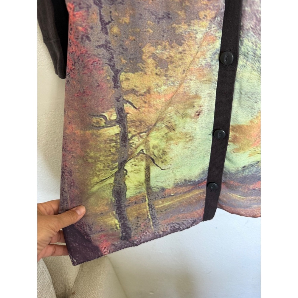 Anthropologie Knitted & Knotted Foliage Empire Cardigan sweater watercolor Small - Picture 6 of 13